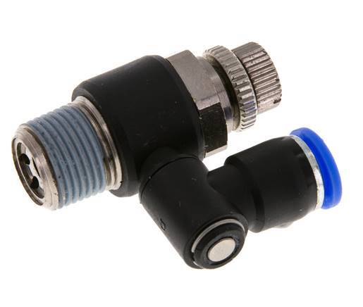 Durchflussregelung Schalldämpfer Meter-Out drehbar 8 mm - R3/8'' Messing/PA 66