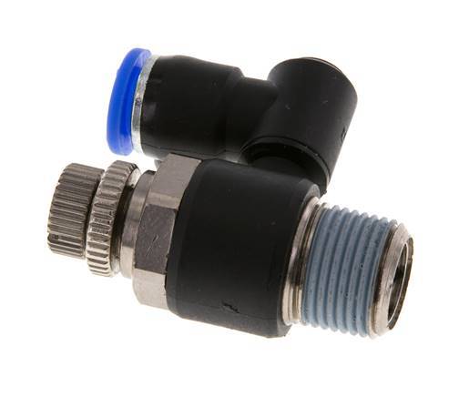 Durchflussregelung Schalldämpfer Meter-Out drehbar 8 mm - R3/8'' Messing/PA 66