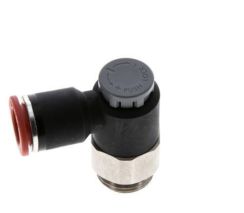 Durchflussregelventil Meter-In-Winkelstück 12 mm - G1/2'' Messing/PA 66 Sicherungsmutter