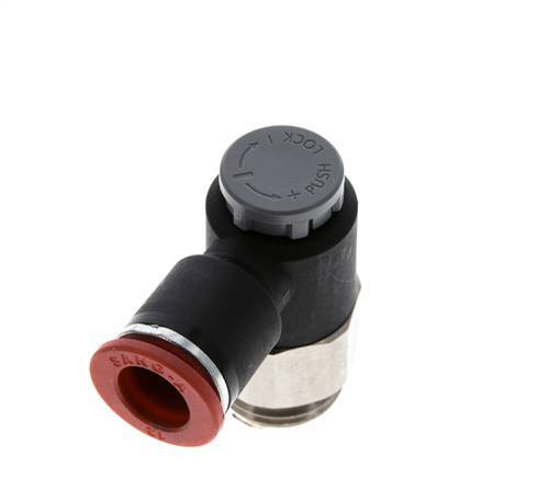 Durchflussregelventil Meter-In-Winkelstück 12 mm - G1/2'' Messing/PA 66 Sicherungsmutter