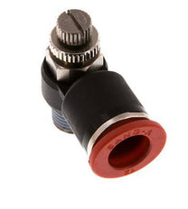 Durchflussregelung Schalldämpfer Meter-In Winkel 12 mm - R1/4'' Messing/PA 66