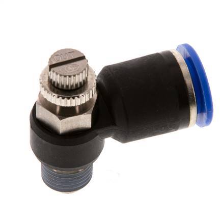 Durchflussregelungs-Schalldämpfer Abflusswinkel 12 mm - R1/4'' Messing/PA 66