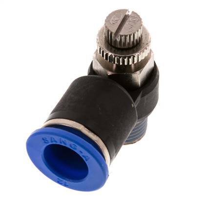Durchflussregelungs-Schalldämpfer Abflusswinkel 12 mm - R1/4'' Messing/PA 66