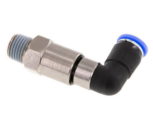 8mm & R1/4'' Ellbogen Schnelldrehgelenk Einsteck-Außengewinde Vernickeltes Messing/PBT NBR Drehbar