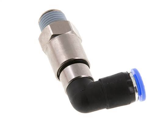 8mm & R1/4'' Ellbogen Schnelldrehgelenk Einsteck-Außengewinde Vernickeltes Messing/PBT NBR Drehbar