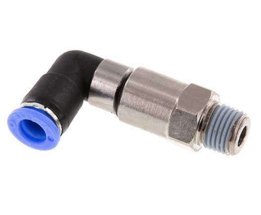 8mm & R1/4'' Ellbogen Schnelldrehgelenk Einsteck-Außengewinde Vernickeltes Messing/PBT NBR Drehbar