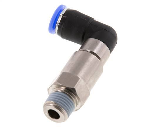 8mm & R1/4'' Ellbogen Schnelldrehgelenk Einsteck-Außengewinde Vernickeltes Messing/PBT NBR Drehbar