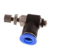 Durchflussregelungs-Schalldämpfer Abgangswinkel 6 mm - M5 Messing/PBT