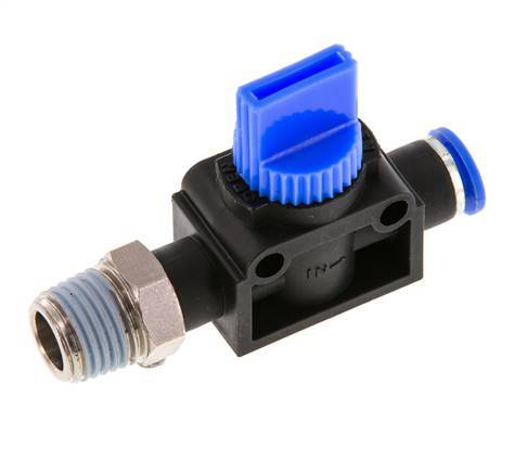 3/2-Wege-Absperr-Handventil 6 mm - R1/4'' Kunststoff/Messing Rohrseitige Entlüftung