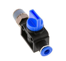 3/2-Wege-Absperr-Handventil 6 mm - R1/4'' Kunststoff/Messing Rohrseitige Entlüftung