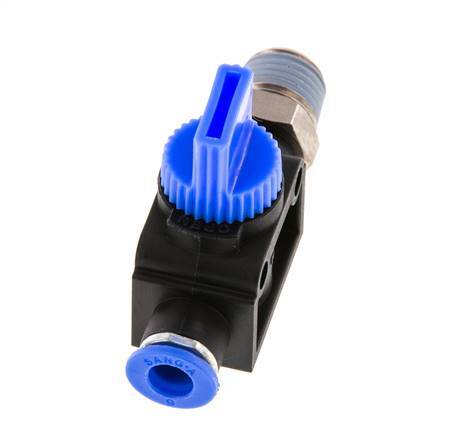 3/2-Wege-Absperr-Handventil 6 mm - R1/4'' Kunststoff/Messing Rohrseitige Entlüftung