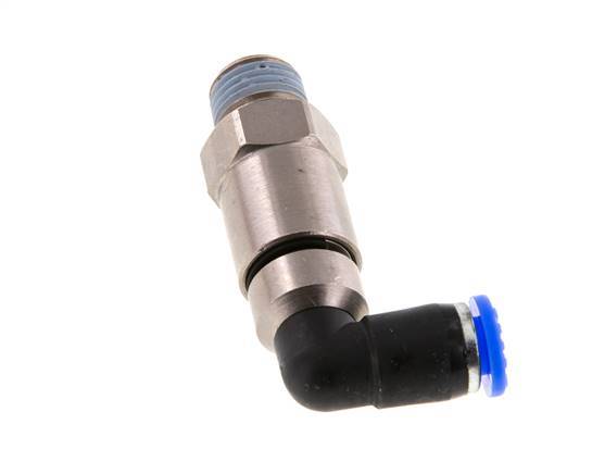 6mm & R1/4'' Ellbogen Schnelldrehgelenk Einsteck-Außengewinde Vernickeltes Messing/PBT NBR Drehbar