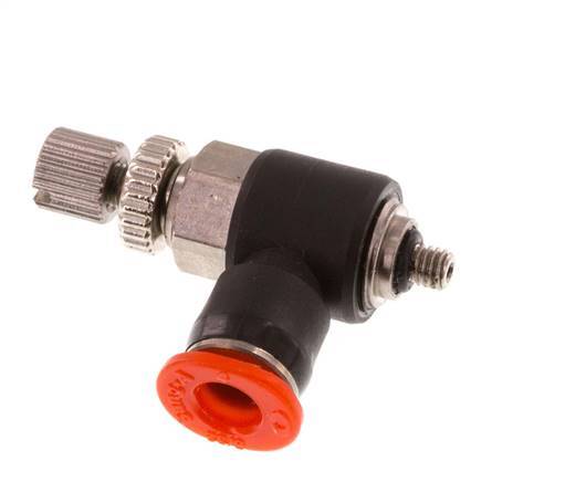 Durchflussregelung Schalldämpfer Meter-In-Winkelstück 4 mm - M3 Messing/PBT