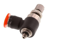 Durchflussregelung Schalldämpfer Meter-In-Winkelstück 4 mm - M3 Messing/PBT