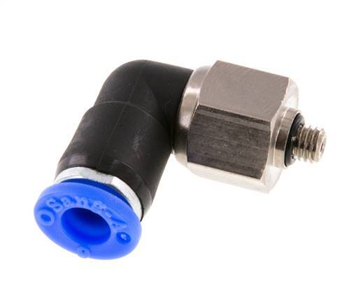 6mm & M5 Ellbogen-Drehgelenk Einsteck-Außengewinde Vernickeltes Messing/PBT NBR Drehbar