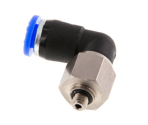 6mm & M5 Ellbogen-Drehgelenk Einsteck-Außengewinde Vernickeltes Messing/PBT NBR Drehbar