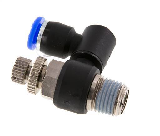 Durchflussregelung Schalldämpfer Meter-Out drehbar 6 mm - R1/4'' Messing/PA 66