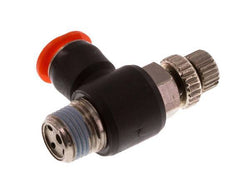 Durchflussregelung Schalldämpfer Meter-In Winkel 6 mm - R1/8'' Messing/PBT