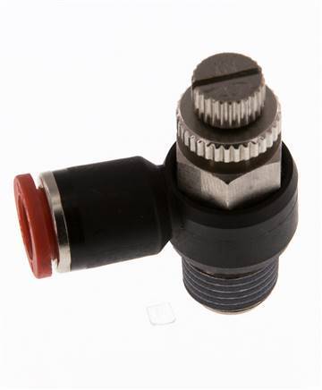 Durchflussregelung Schalldämpfer Meter-In Winkel 8 mm - R1/4'' Messing/PA 66
