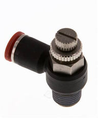 Durchflussregelung Schalldämpfer Meter-In Winkel 8 mm - R1/4'' Messing/PA 66