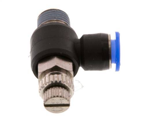 Durchflussregelungs-Schalldämpfer Abflusswinkel 6 mm - R1/8'' Messing/PBT