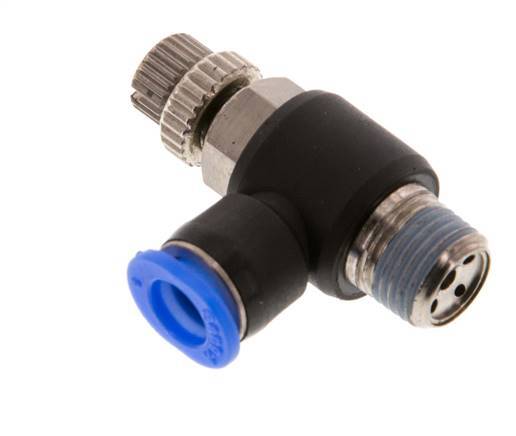 Durchflussregelungs-Schalldämpfer Abflusswinkel 6 mm - R1/8'' Messing/PBT
