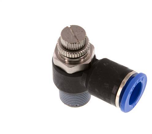 Durchflussregelungs-Schalldämpfer Abflusswinkel 12 mm - R3/8'' Messing/PA 66
