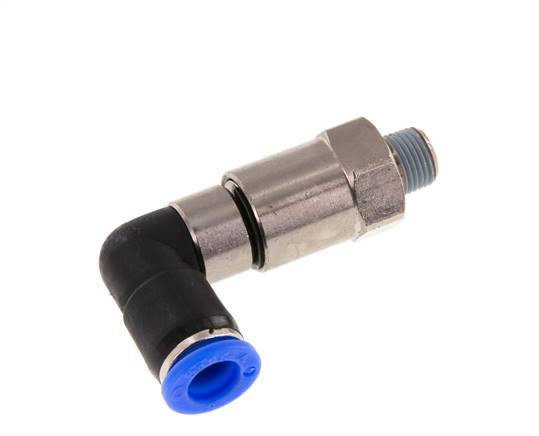 8mm & R1/8'' Ellbogen Schnelldrehgelenk Einsteck-Außengewinde Vernickeltes Messing/PBT NBR Drehbar