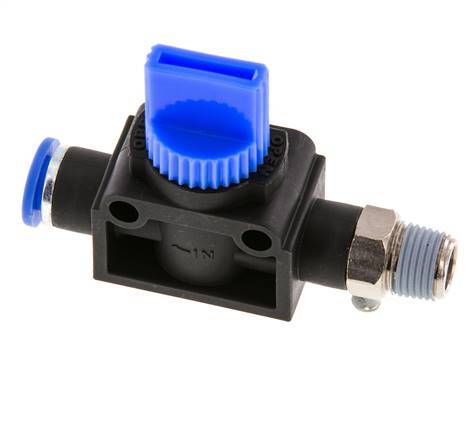 3/2-Wege-Absperr-Handventil 6 mm - R1/8'' Kunststoff/Messing Rohrseitige Entlüftung