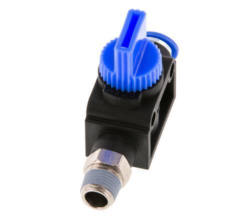 3/2-Wege-Absperr-Handventil 6 mm - R1/8'' Kunststoff/Messing Rohrseitige Entlüftung