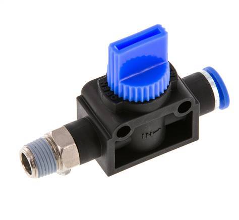 3/2-Wege-Absperr-Handventil 6 mm - R1/8'' Kunststoff/Messing Rohrseitige Entlüftung