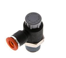 Durchflussregelventil Meter-In-Winkelstück 6 mm - R1/4'' Messing/PA 66 Sicherungsmutter