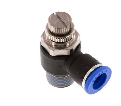 Durchflussregelungs-Schalldämpfer-Abflusswinkel 10 mm - R3/8'' Messing/PA 66