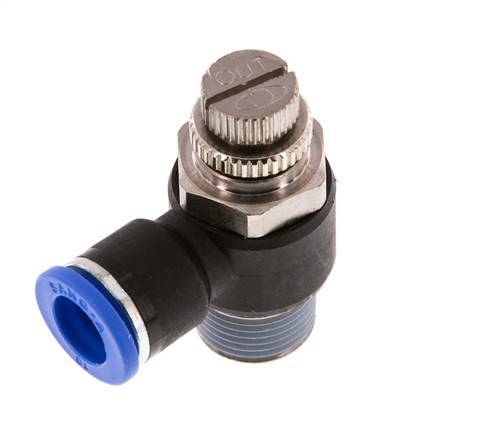 Durchflussregelungs-Schalldämpfer-Abflusswinkel 10 mm - R3/8'' Messing/PA 66