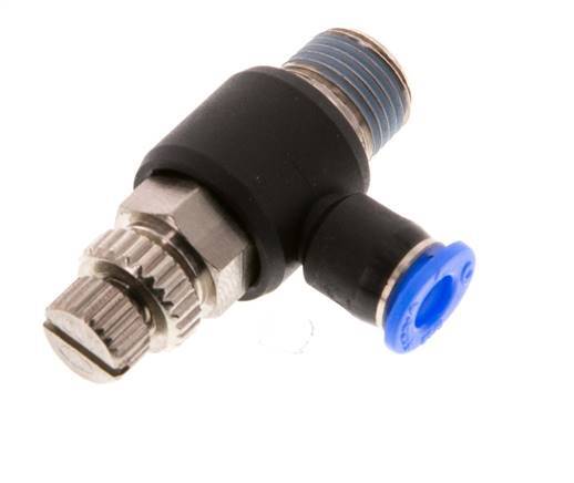 Durchflussregelungs-Schalldämpfer Abflusswinkel 4 mm - R1/8'' Messing/PBT