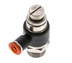 Durchflussregelung Schalldämpfer Meter-In Winkel 6 mm - G3/8'' Messing/PA 66