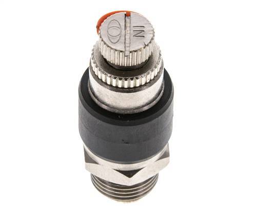 Durchflussregelung Schalldämpfer Meter-In Winkel 6 mm - G3/8'' Messing/PA 66
