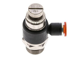 Durchflussregelung Schalldämpfer Meter-In Winkel 6 mm - G3/8'' Messing/PA 66
