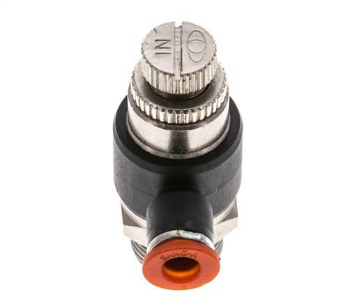 Durchflussregelung Schalldämpfer Meter-In Winkel 6 mm - G3/8'' Messing/PA 66