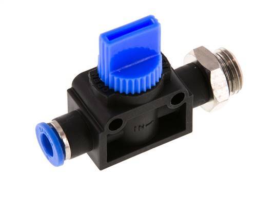3/2-Wege-Absperr-Handventil 6 mm - G1/4'' Kunststoff/Messing Gewindeseitige Entlüftung
