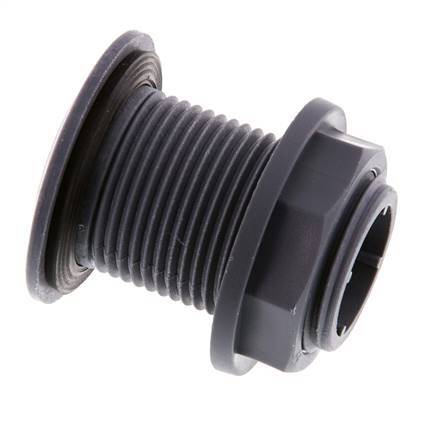Verschraubung für Entleerungshähne G1'' DN24 Bulkhead Polypropylen (pp) EPDM 10bar (140.5psi) FDA