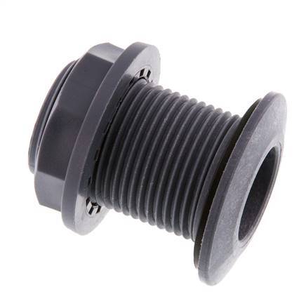 Verschraubung für Entleerungshähne G1'' DN24 Bulkhead Polypropylen (pp) EPDM 10bar (140.5psi) FDA