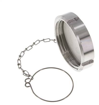 Hutmutter Rd78 X 1/6'' DN 50 Edelstahl 1.4301 NBR DIN 11851 FDA 21 mit Kette