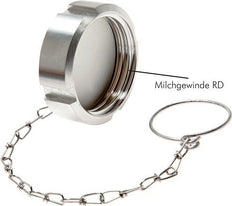 Hutmutter Rd190 X 1/4'' DN 150 Edelstahl 1.4301 NBR DIN 11851 FDA 21 mit Kette