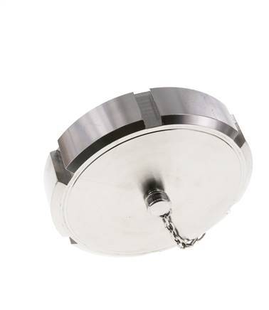 Hutmutter Rd110 X 1/4'' DN 80 Edelstahl 1.4404 NBR DIN 11851 FDA 21 mit Kette