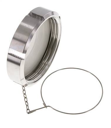 Hutmutter Rd110 X 1/4'' DN 80 Edelstahl 1.4404 NBR DIN 11851 FDA 21 mit Kette