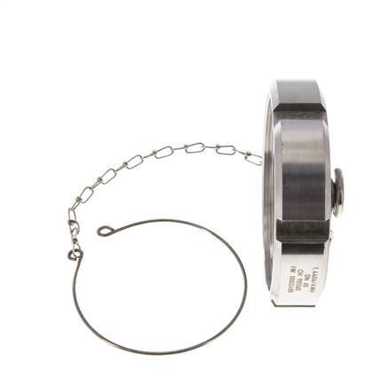 Hutmutter Rd95 X 1/6'' DN 65 Edelstahl 1.4404 NBR DIN 11851 FDA 21 mit Kette