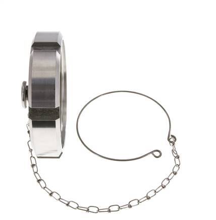 Hutmutter Rd95 X 1/6'' DN 65 Edelstahl 1.4404 NBR DIN 11851 FDA 21 mit Kette