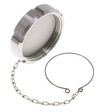Hutmutter Rd95 X 1/6'' DN 65 Edelstahl 1.4404 NBR DIN 11851 FDA 21 mit Kette