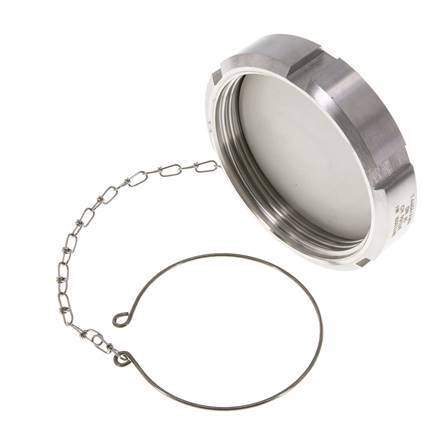 Hutmutter Rd95 X 1/6'' DN 65 Edelstahl 1.4404 NBR DIN 11851 FDA 21 mit Kette